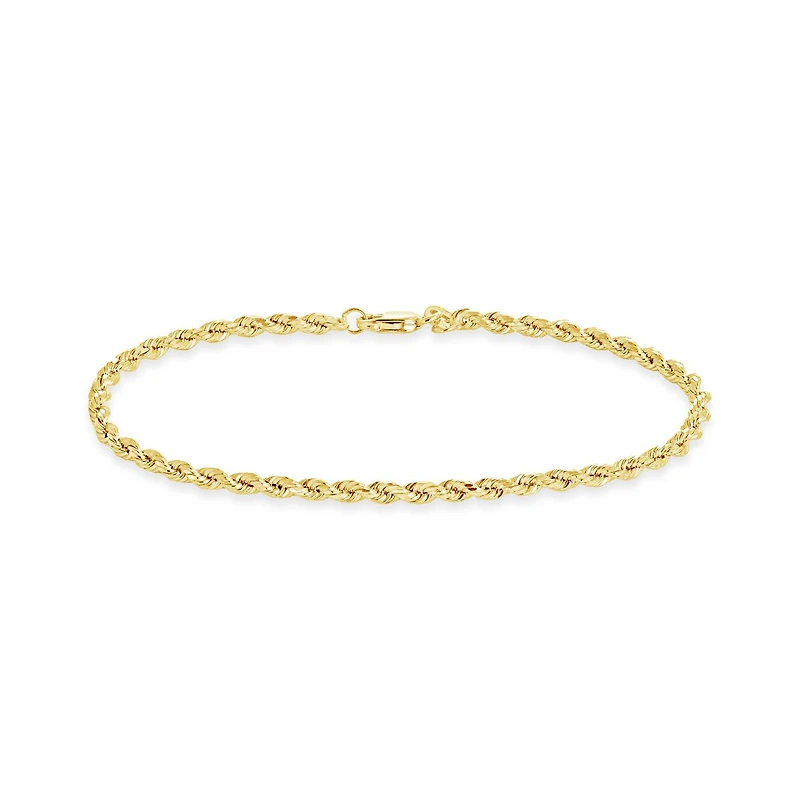 10K Yellow & White Gold 7.5" Diamond Cut Rope Chain Bracelet
