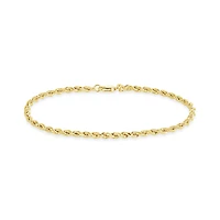 10K Yellow & White Gold 7.5" Diamond Cut Rope Chain Bracelet