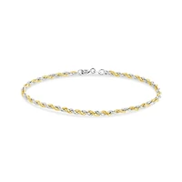 10K Yellow Gold with White Accent 7.5" 2.0mm Rope Bracelet