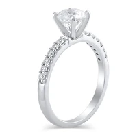 New Brilliance 14K White Gold Lab Grown 1.13CTW Solitaire Ring with Accents