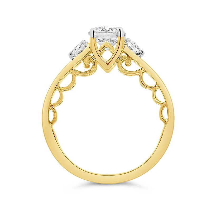 New Brilliance 14K Yellow Gold Lab Grown 1.25CTW Solitaire Ring with Accents