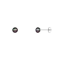 Sterling Silver 4-5mm Black Freshwater Pearl Stud Earrings