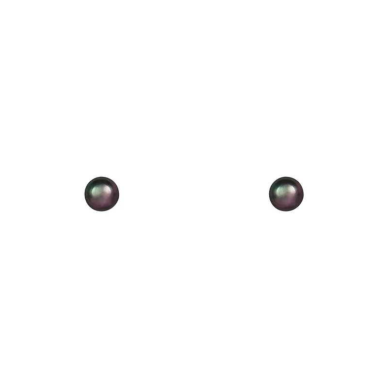 Sterling Silver 4-5mm Black Freshwater Pearl Stud Earrings