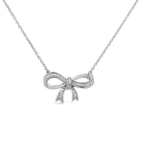 Sterling Silver Diamond Bow Necklace
