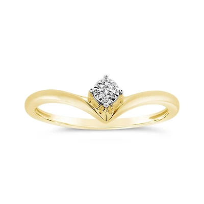 10K Yellow Gold Diamond Chevron Stackable Ring