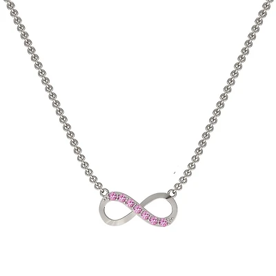 Sterling Silver Created Pink Sapphire Infinity Necklace