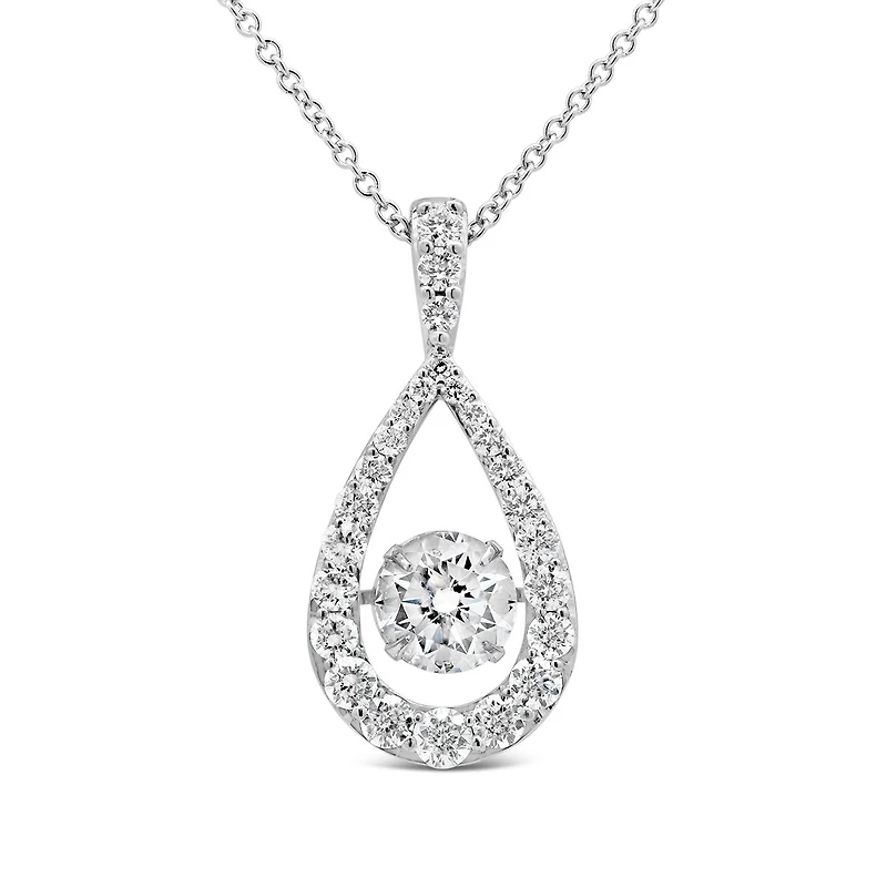 New Brilliance 10K White Gold Lab Grown 1.80CTW Dancing Diamond Pendant