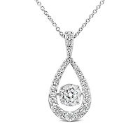 New Brilliance 10K White Gold Lab Grown 1.80CTW Dancing Diamond Pendant