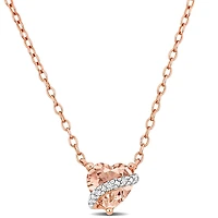 Julianna B Rose Plated Sterling Silver Morganite and Diamond Pendant