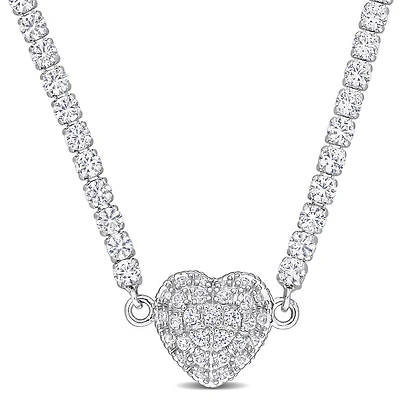 Julianna B Sterling Silver Amethyst and Created White Sapphire 17" Necklace