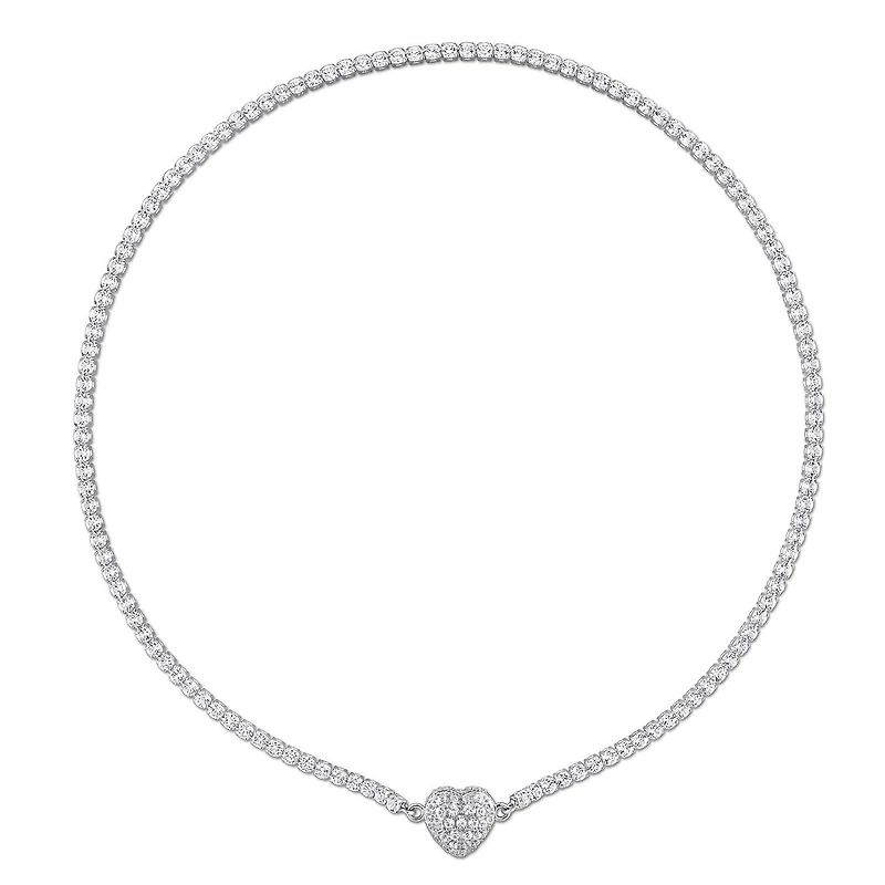 Julianna B Sterling Silver Amethyst and Created White Sapphire 17" Necklace