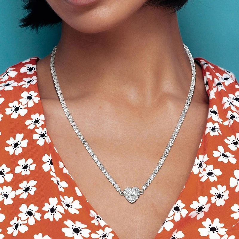 Julianna B Sterling Silver Amethyst and Created White Sapphire 17" Necklace