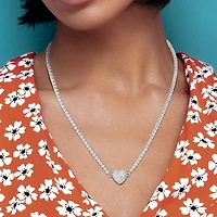 Julianna B Sterling Silver Amethyst and Created White Sapphire 17" Necklace