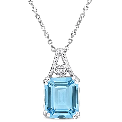 Julianna B Sterling Silver Blue and White Topaz Pendant