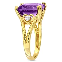 Julianna B Yellow Plated Sterling Silver Amethyst and White Topaz Ring