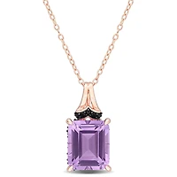 Julianna B Pink Plated Sterling Silver Amethyst and Black Sapphire Pendant