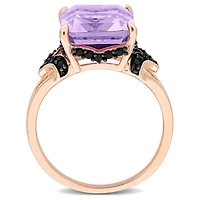 Julianna B Pink Plated Sterling Silver Amethyst and Black Sapphire Ring