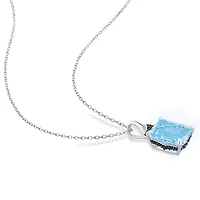 Julianna B Sterling Silver Sky Blue Topaz and Black Sapphire Pendant