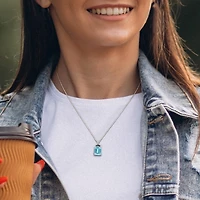 Julianna B Sterling Silver Sky Blue Topaz and Black Sapphire Pendant