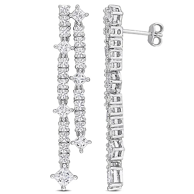 Julianna B Sterling Silver Created White Sapphire Drop Earrings