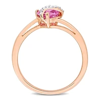 Julianna B Pink Plated Sterling Silver Created Sapphire and Diamond Ring