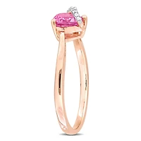 Julianna B Pink Plated Sterling Silver Created Sapphire and Diamond Ring