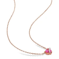 Julianna B Pink Plated Sterling Silver Created Pink Sapphire and Diamond Pendant