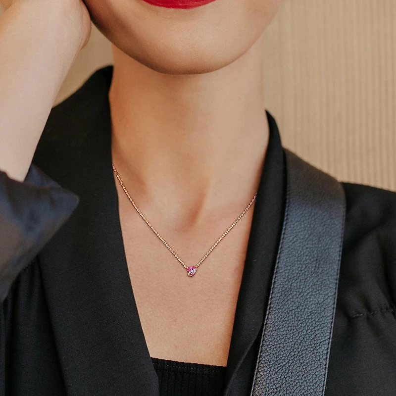 Julianna B Pink Plated Sterling Silver Created Pink Sapphire and Diamond Pendant