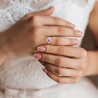 Julianna B Sterling Silver Created Pink and White Sapphire Heart Ring