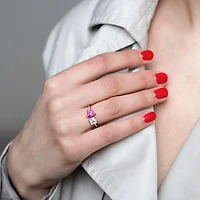 Julianna B Sterling Silver Created Pink and White Sapphire Heart Ring