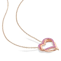Julianna B Rose Plated Sterling Silver Created Pink Sapphire Heart Pendant