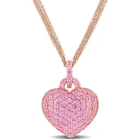Julianna B Rose Plated Sterling Silver Created Pink Sapphire Heart Pendant