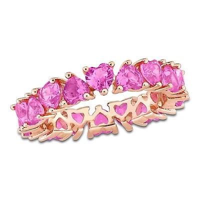 Julianna B Rose Plated Sterling Silver Created Pink Sapphire Ring