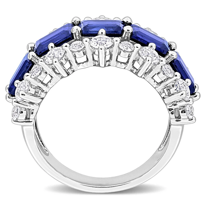 Julianna B Sterling Silver Created Blue and White Sapphire Ring