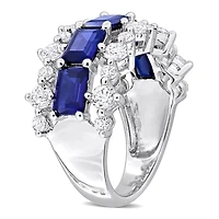 Julianna B Sterling Silver Created Blue and White Sapphire Ring