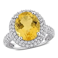Julianna B Sterling Silver Citrine and White Topaz Ring