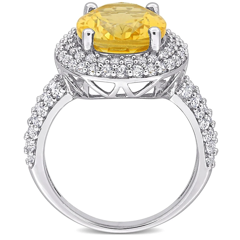 Julianna B Sterling Silver Citrine and White Topaz Ring