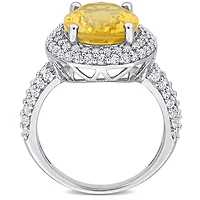 Julianna B Sterling Silver Citrine and White Topaz Ring