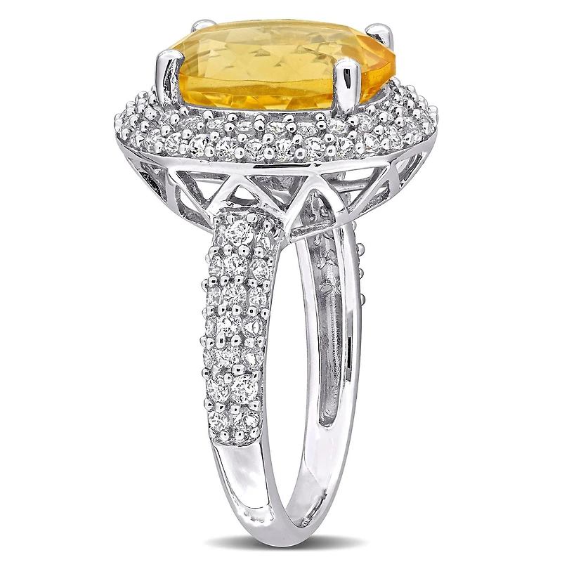 Julianna B Sterling Silver Citrine and White Topaz Ring