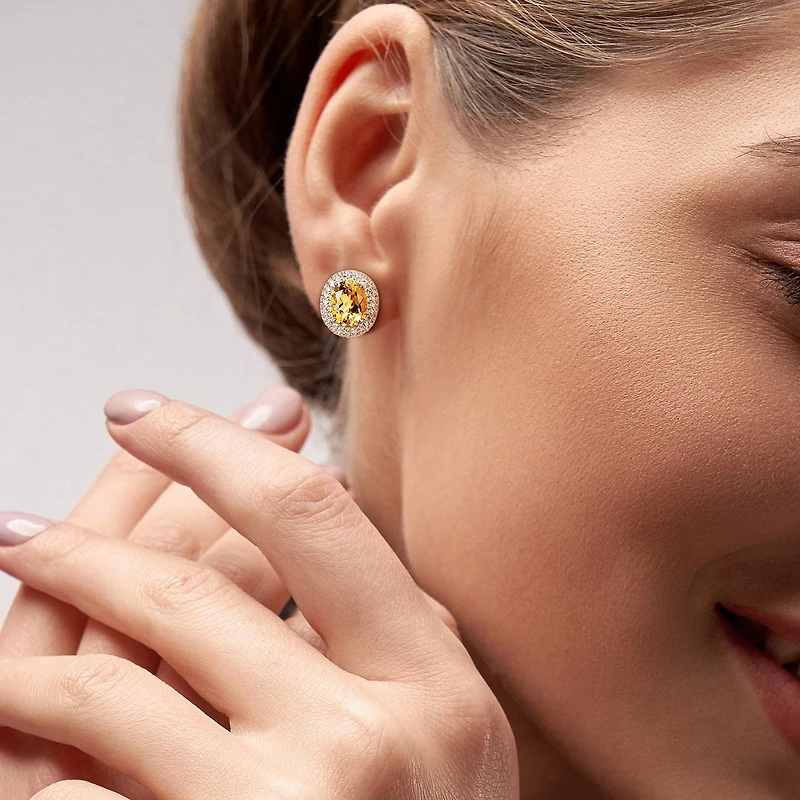 Julianna B Sterling Silver Citrine and White Topaz Earrings