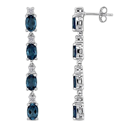 Julianna B Sterling Silver London Blue Topaz and White Topaz Earrings