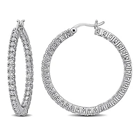 Julianna B Sterling Silver Created White Sapphire Hoop Earrings