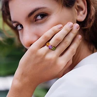 Julianna B Sterling Silver Amethyst, Citrine and Peridot Ring