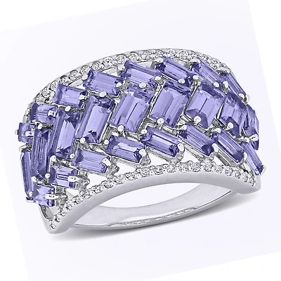 Julianna B Sterling Silver Tanzanite and White Topaz Ring