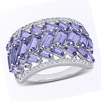 Julianna B Sterling Silver Tanzanite and White Topaz Ring