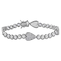 Julianna B Sterling Silver Created White Sapphire Heart Bracelet 8