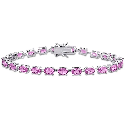 Julianna B Sterling Silver Created Pink Sapphire Bracelet 7.25