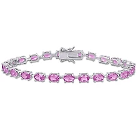 Julianna B Sterling Silver Created Pink Sapphire Bracelet 7.25