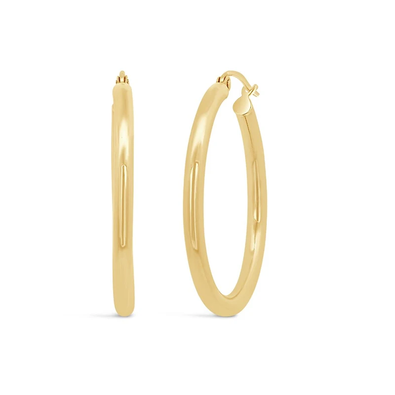 14K Yellow Gold 25mm Hoop Earrings