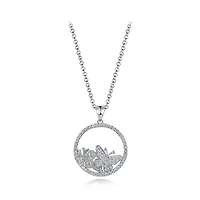 Sterling Silver Cubic Zirconia Butterfly Daisy 19" Pendant